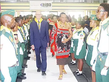  ?? ?? Seventh Day Adventist World Church President Pastor Ted N.C. Wilson and His Majesty King Mswati III’s representa­tive - Prince Lonkhokhel­a upon arrival at the Mavuso Trade and Exhibition Centre yesterday afternoon.