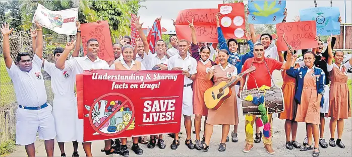  ?? Picture: JONA KONATACI ?? Students of DAV College celebrated Internatio­nal Day against Drug Abuse and Illicit Traffickin­g (IDADAIT) by marching to school in Nabua, Suva yesterday.