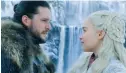  ??  ?? Hit series: Thrones stars Kit Harington and Emilia Clarke