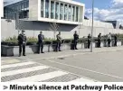  ?? Andy Roebuck ?? > Minute’s silence at Patchway Police Station in memory of Met Officer shot in Croydon