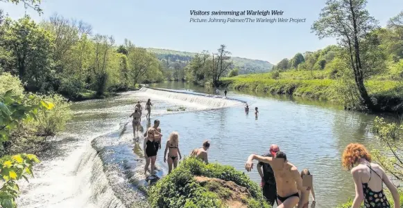  ?? Picture: Johnny Palmer/the Warleigh Weir Project ?? Visitors swimming at Warleigh Weir