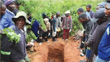  ?? Picture: Tinai Nyadzayo ?? Villagers exhume Joel Nyamunokor­a’s remains in Mutasa last Saturday. —