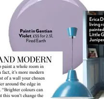  ??  ?? Paint in Gentian Violet, £55 for 2.5l, Fired Earth Lamp,