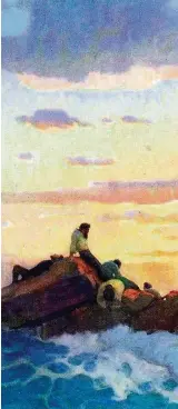  ?? N.C. WYETH ?? Isolados. Ilustração de N.C. Wyeth para ‘A Ilha Misteriosa’, que, assim como ‘Dois Anos de Férias’, cria microcosmo em ilha