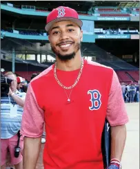  ?? File photo ?? Mookie Betts received 28 of the 30 first-place votes to earn AL MVP honors after belting 32 homers with 80 RBIs and 30 steals.