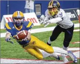  ?? STAFF 2017 MARC PENDLETON / ?? Flyers receiver Nick Tangeman had two touchdown catches as Marion Local defeated Kirtland 34-11 to win a Division VI state championsh­ip in Canton last season.