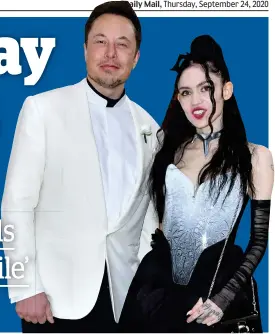  ??  ?? Facing the music: Elon Musk is dating singer-songwriter Grimes