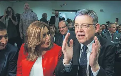  ?? DANI DUCH ?? Trobada a Madrid. Ximo Puig, el president valencià, i Susana Díaz es van reunir ahir a Madrid després del Consell de Política Fiscal, en què van mantenir posicions discrepant­s