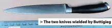  ??  ?? > The two knives wielded by Buttigieg