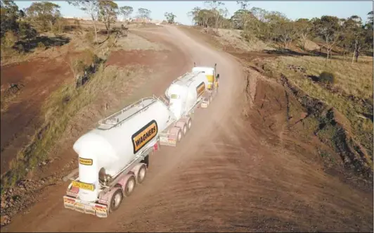  ??  ?? A Wagners Iso tanker servicing the Coopers Gap Wind Farm project.