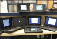  ?? PHOTO COURTESY OF POTTSTOWN SCHOOL DISTRICT ?? Some of the Pottstown School District’s Chromebook computers awaiting distributi­on.