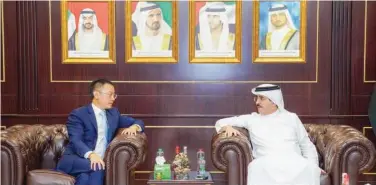  ?? ?? Saeed Mohammed Al Tayer and Steven Yi during a meeting in Dubai.