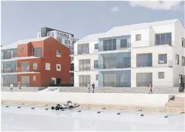  ?? ILL: SPIR ARKITEKTER ?? KONGSHAVN: Bygg i Kongshavn sett fra sørvest med den ti etasjers høyblokka med kranprofil i bakgrunnen.