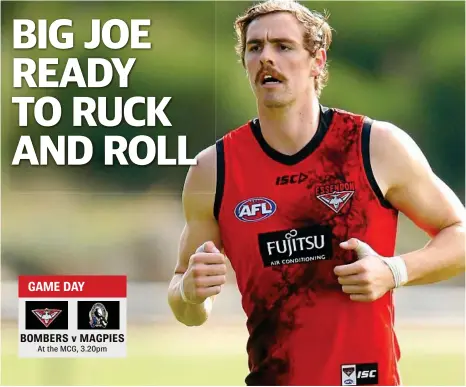  ?? Photo: Darrian Traynor/Getty Images ?? GAME CHANGE: Joe Daniher could be set for a role in the ruck against Colingwood in the Anzac Day clash at the MCG.