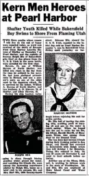  ?? THE CALIFORNIA­N ?? Harvey L. Havins’ name is misspelled in this Bakersfiel­d California­n clipping from February 1942. Havins, who lived in Shafter for a time, may be Kern County’s first MIA from the Second World War. The American sailor was aboard the battleship Arizona when it was sunk by enemy planes at Pearl Harbor, Hawaii. His body was never recovered.