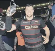  ??  ?? 0 Clockwise from top: Edinburgh’s Duhan van der Merwe looks to blast his way through the Glasgow defence; the winger celebrates his try with Magnus Bradbury; Grant Gilchrist holds the 1872 Cup aloft.