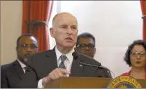  ??  ?? Gov. Jerry Brown and other state lawmakers will get a 3 percent pay boost in December, raising Brown’s salary to nearly $196,000.