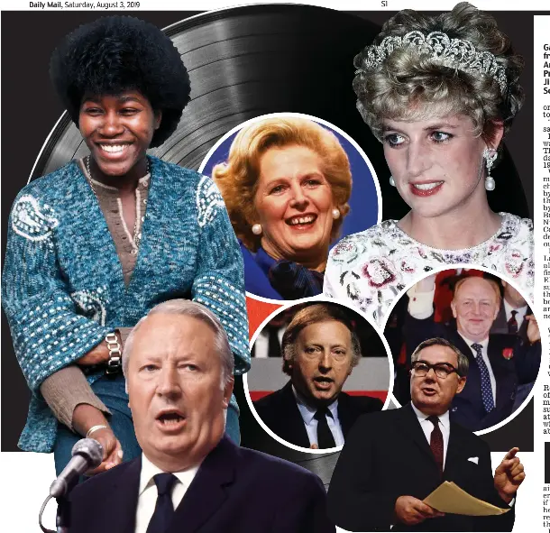  ??  ?? Game-changers: (Clockwise from top left) Joan Armatradin­g, Mrs Thatcher, Princess Diana, Neil Kinnock, Jim Callaghan, Arthur Scargill and Ted Heath