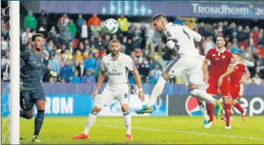  ??  ?? 92:34 EN CARDIFF. Ramos forzó la prórroga en la Supercopa de Europa ante el Sevilla este verano.