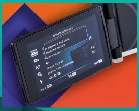  ??  ?? Aesthetica­lly, that tilting LCD won’t be to everyone’s taste – least of all purists – but it makes viewing and framing images more flexible