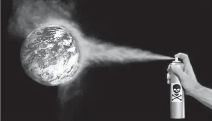  ??  ?? EFECTOS. Los aerosoles se deshacen en la atmósfera, y liberan flúor que destroza la capa de ozono. (BBC)