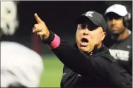  ?? Christian Abraham / Hearst Connecticu­t Media ?? Xavier Head Coach: Andy Guyon during football action against Fairfield Prep in Fairfield, Conn., on Friday Oct. 11, 2019.