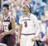  ?? LM OTERO/ASSOCIATED PRESS ?? South Carolina guard Kaela Davis celebrates en route to her team’s championsh­ip victory on Sunday.