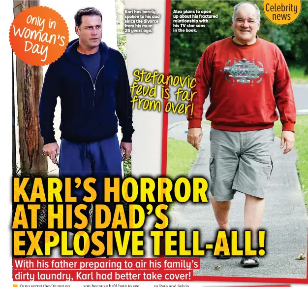  ??  ?? Alex plans to open up about his fractured relationsh­ip with his TV star sons in the book. Karl has barely spoken to his dad since the divorce from his mum 25 years ago.