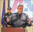  ?? Patrick Connolly ?? Las Vegas Review-journal AMR Las Vegas regional director Scott White speaks about a fatal ambulance crash Tuesday at its headquarte­rs.