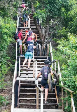  ??  ?? CLOCKWISE, FROM LEFT Welcome with twins Andy and Mark Coetzee, about to go snorkellin­g at Ponta Malongane; carbo-loading-worthy pastries at Doce Vitória bakery; there’s no riding up stairs, alas.