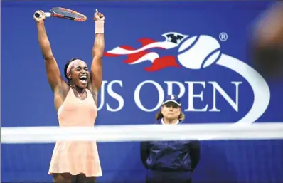  ?? SETH WENIG / AP ?? Sloane Stephens rejoices after defeating fellow American Venus Williams in Thursday’s semifinal match at the US Open in New York.