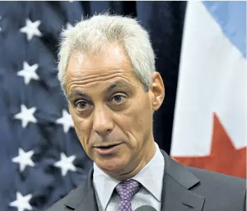  ?? THE ASSOCIATED PRESS FILES ?? Chicago Mayor Rahm Emanuel says Chicago will keep fighting U.S. President Donald Trump’s immigratio­n policies with a federal lawsuit alleging it is illegal for the federal government to withhold public safety grants from so-called sanctuary cities.