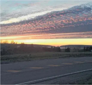  ??  ?? This lovely mackerel sky caught Frank Harris’ eye. It stretched across the sky over Digby Gut, N.S.