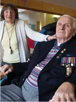  ??  ?? Back together after 75 years: Maria Kowalska and Waclaw Domagala. Left: The nurse and soldier during World War II