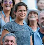  ??  ?? Amelie Mauresmo proudly watches her charge, Lucas Pouille, reach the semifinals of the Australian Open.