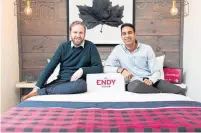  ?? ROB SGRIGNOLI THE CANADIAN PRESS ?? Endy chairperso­n Rajen Ruparell, right, with Mike Gettis, CEO, says 100 per cent of their sales are done through e-commerce.