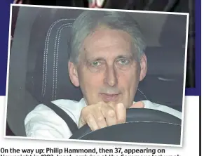  ??  ?? On the way up: Philip Hammond, then 37, appearing on Newsnight in 1993. Inset, arriving at the Commons last week