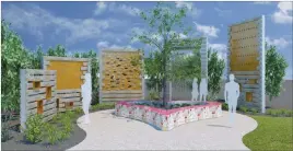  ??  ?? City of Las Vegas A rendering of a planned wall to remember victims of the Route 91 Harvest festival shooting shows five separate pieces standing at differing heights.
