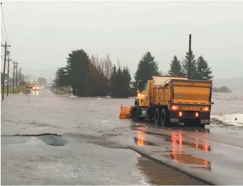  ??  ?? La grande quantité de pluie qui s’est abattue sur le Nouveau-Brunswick samedi a donné lieu à des scènes inhabituel­les. - Courtoisie: Facebook