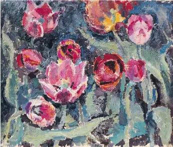  ??  ?? Untitled (Tulips) by Reta Cowley is on display at The Gallery/Art Placement Inc.