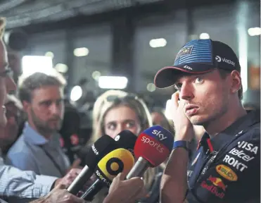  ?? ?? Max Verstappen talks to the media in the paddock during previews for the Saudi Arabian Grand Prix