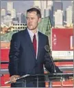  ?? Los Angeles Times ?? Brian van der Brug RILEY WAS introduced as USC’s new head football coach at the Coliseum on Monday.