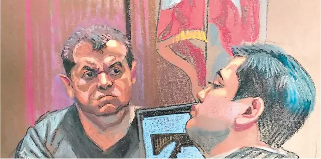  ?? FOTO: TOMADA DE UNIVISIÓN ?? Esta ilustració­n tomada de la cadena Univisión muestra los momentos del juicio donde “El Rojo” ha narrado todos sus vínculos con el exdiputado “Tony” Hernández.