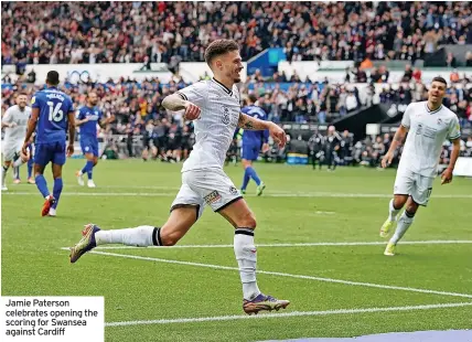  ?? ?? Jamie Paterson celebrates opening the scoring for Swansea against Cardiff