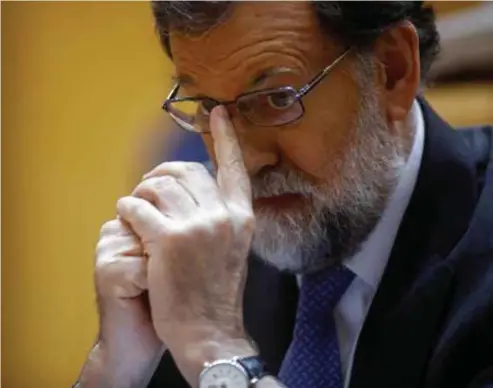  ?? © Oscar Del Pozo/afp ?? Mariano Rajoy nam het woord confrontat­ie niet in de mond, maar zal veel staatsmans­kunst nodig hebben.