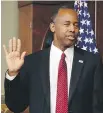  ?? AP ?? Ben Carson takes oath as the new U.S. housing and urban developmen­t secretary.