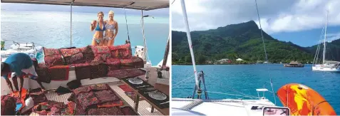  ??  ?? Travelling salesman offers island arts and crafts
Visiting Huahine among the Society Islands