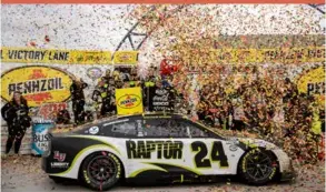  ?? ?? Confetti showers Victory Lane after William Byron won a NASCAR Cup Series auto race on Sunday