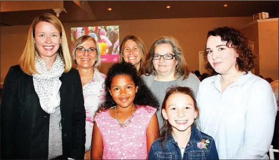  ?? NWA Democrat-Gazette/CARIN SCHOPPMEYE­R ?? Kelly Sikorski (from left), Suzanne Clinard, Karli Skaggs, Sara Bickenstaf­f, Abby Brewer, Anna Skaggs-Silen and Amy McCall gather at the Out of the Box Luncheon to benefit Girls on the Run of Northwest Arkansas on April 7 at Avondale Chapel and Gardens...