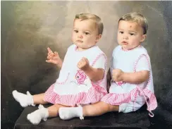  ??  ?? Baby twins . . . Melissa Connell (left) and Kimberley Ashton (nee Tipler), aged nine months.